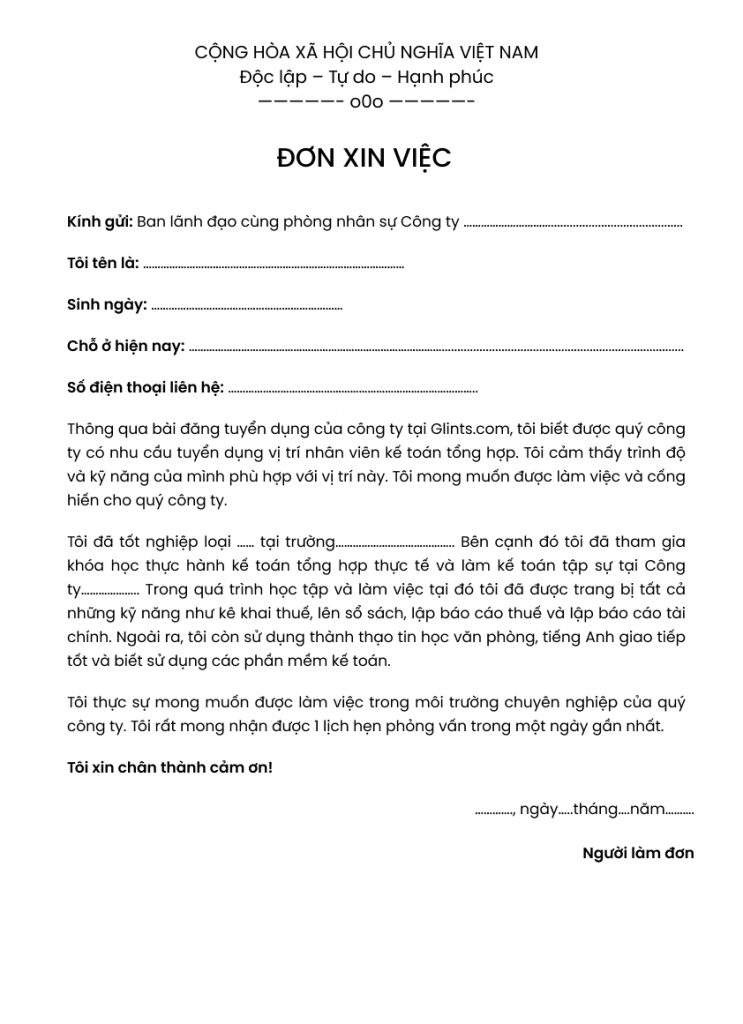 Cách Viết Đơn Xin Việc Giúp Bạn Nổi Bật Giữa Hàng Ngàn Ứng Viên 20 thư xin việc ghi ntn